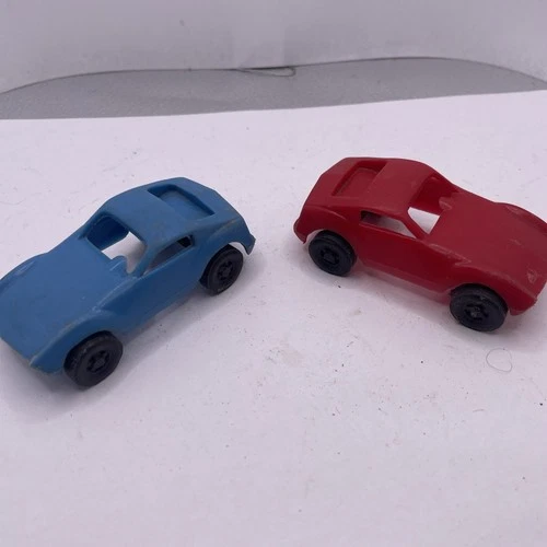 2 Vintage Tiny Tonka Car Carrier #635 Original Blue & Red Plastic Cars