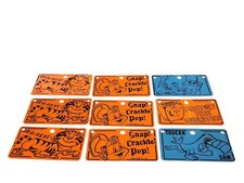 Vintage 1973 Kellogg Cereal Premium Prize Bike Bicycle Tags Tony, Milton, Snap