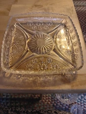 Vintage Hazel Atlas Square 6 Inch Relish Dish Daisy pattern.   508