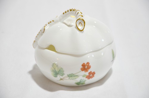 Minton Mermelada y Jalea Jar Azúcar Cuenco con Tapa Inglaterra Prado Flor y Oro China  - Imagen 1 de 5