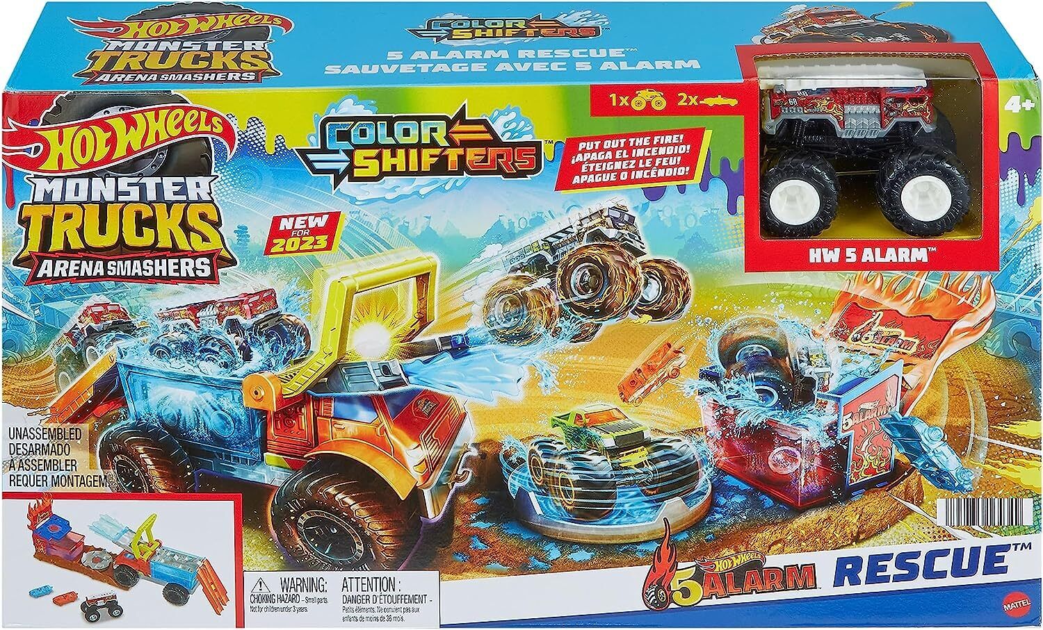 Hot Wheels Monster Trucks Arena Smashers Color Shifters 5 Alarm Rescue