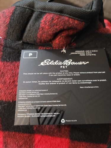 Eddie Bauer Vlies gefütterte Winter Hundemantel Jacke KLEIN rot schwarz büffelkariert - Bild 8 von 11