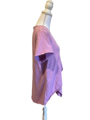 Soft Surroundings Women's 1X 100% Cotton V-Neck Short Sleeve Tiered T-Shirt Knit - Picture 2 of 7