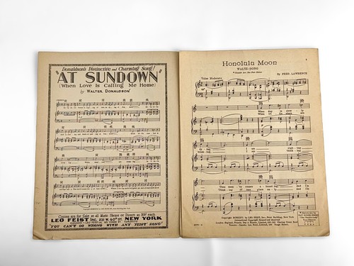 Partituras vintage de Honolulu Moon 1926 Vic Meyers - Imagen 3 de 4