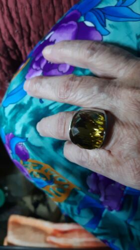 Anillo de cúpula de citrino y plata simulado tamaño 9 - Imagen 3 de 4