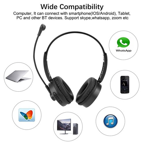 Trucker Cuffie Wireless Bluetooth 5.0 con Microfono Cancellazione Rumore per Telefoni PC - Foto 5 di 24