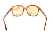 Vintage Oversized Square Eyeglasses Frame Retro 1970s Brown Plastic Glasses