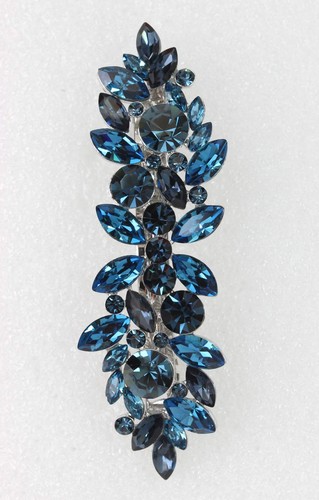 Gorgeous Navy Blue Rhinestone Crystal Floral Hair Barrette Clip - Picture 4 of 6
