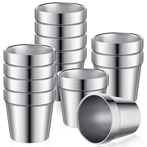 12 Pieces Small Stainless Steel Cups 6 Ounce Vacuum Double Wall Insulated Tum... - Picture 1 of 7