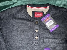 COLEMAN SHERPA LINED HENLEY XX LARGE MANS SHIRT,DARK GRAY COLOR