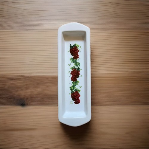 Plato de servir cerámica clásico California Destry uvas rojas usado - Imagen 1 de 8