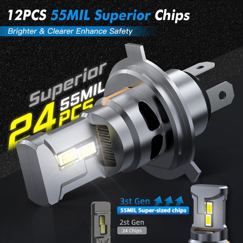 2x H4 LED Headlight Bulbs High Low Beam 70W Bright For Peugeot Expert MKV 16-19 - Picture 7 of 10