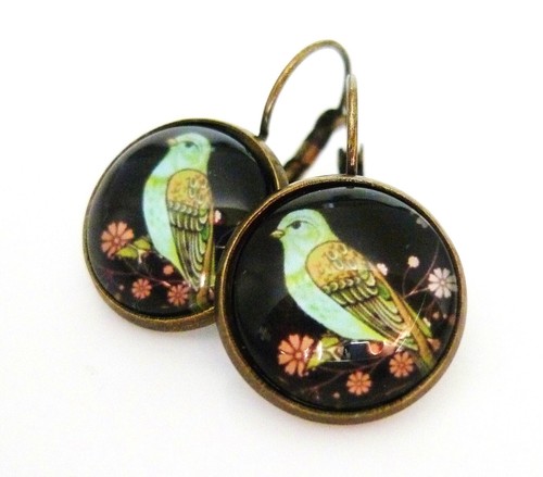 Ohrringe Cabochon Motive hinter Glas bronzefarben Geschenkidee verspielt Frauen - Bild 17 von 20