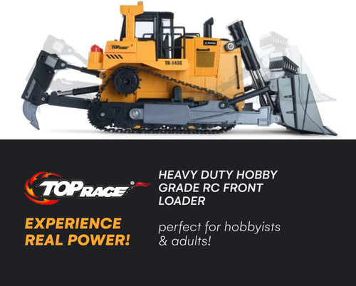 RC Bulldozer Toys for Boys - Remote Control Construction Vehicle with Metal Shov - Picture 5 of 12