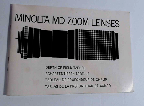 Minolta MD Zoom Lenses Manual RZ 004M A2 N3 - Picture 1 of 4
