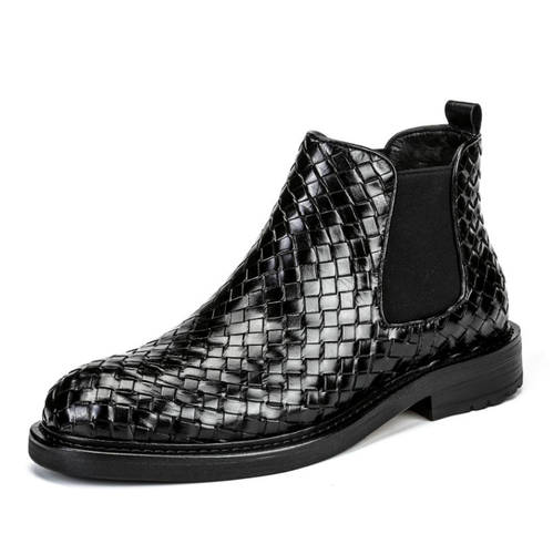 Men Formal Chunky Chelsea Boots Crocodile Pattern Ankle Boots Round-Toe Shoes - Picture 5 of 31
