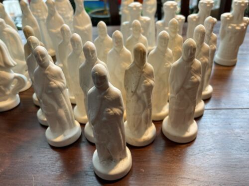 Vintage Alberta Ceramic Bisque Chess Pieces Unpainted 32 Piece - Picture 2 of 20