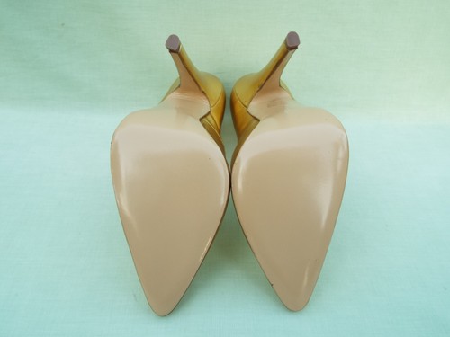 Gold Leather High Heel Stiletto Shoes with 6" Heels by Italian Heels - New - Picture 8 of 14