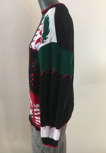 Vintage Gr. L Brust 43 Weihnachtspullover J Browne Acryl Lurex Baum Glocke Ugly - Bild 4 von 7