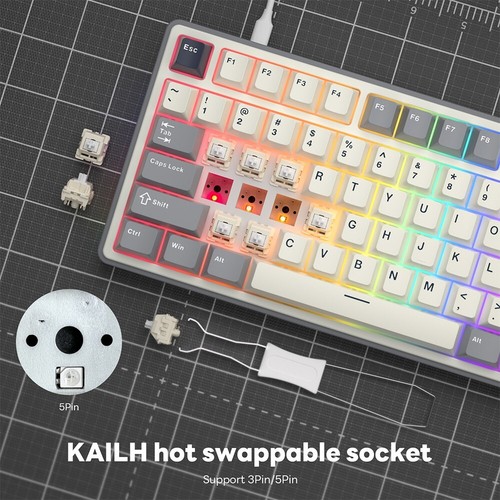 RK ROYAL KLUDGE R87 Pro Wired Mechanical Gaming Keyboard with Hot Swappable Knob - Picture 9 of 33