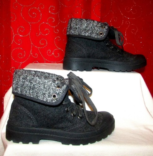 NEW ROCKET DOG PILOT SZ 6 CUFFED GRAY FOLD-OVER LACE-UP COMBAT STYLE ANKLE BOOTS - Picture 5 of 9