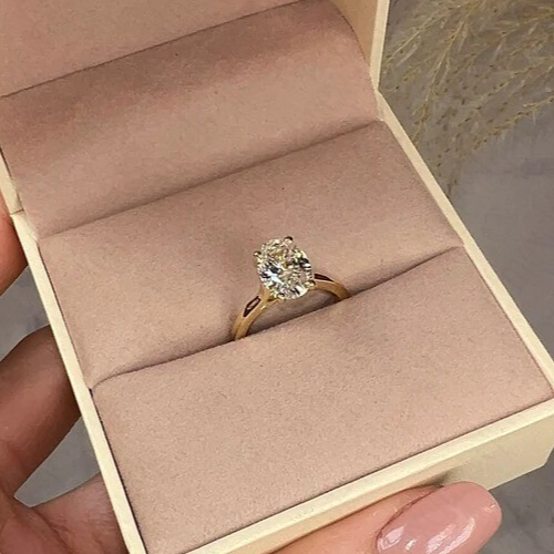 3.00 Ct Oval-Cut Brilliant Moissanite Solitaire Wedding Ring 14K Yellow Gold - Picture 4 of 8