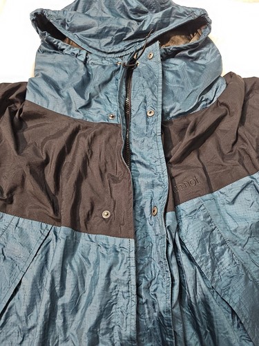 Marmot Rain Jacket Mens L Blue Green Gore-tex-E-PTFE Hooded Zip Vents VTG 90s - Picture 17 of 24