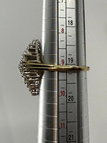 10K Two-Tone Gold 1.00ctw Diamond Cluster Marquise Ring Size 9.25 5.2g - Picture 7 of 8