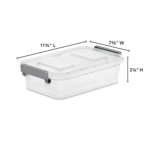 SMALL STORAGE BIN CONTAINERS 12 Inch. Modular Latch Box Plastic Clear - Picture 3 of 14