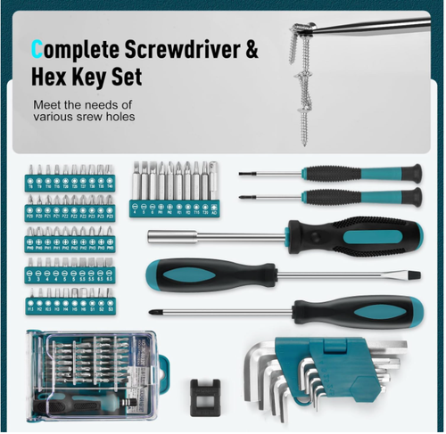 Sundpey 379-Piece Home Tool Kit Portable Auto & Household Repair Set w Storage - Picture 7 of 8