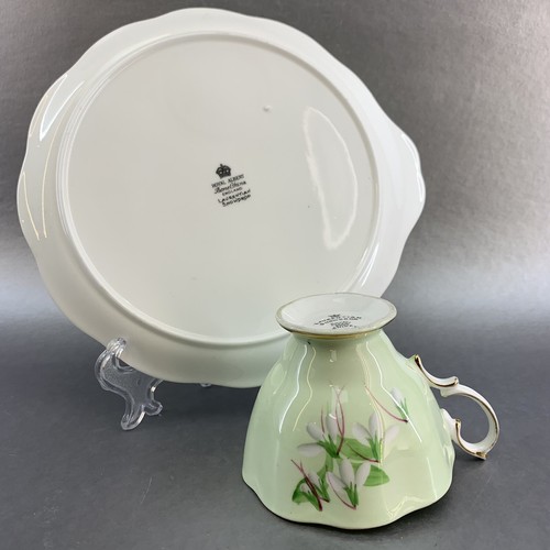 Royal Albert Teacup & Saucer Laurentian Snowdrop Teacup Snack Plate England Bx11 - Picture 8 of 12