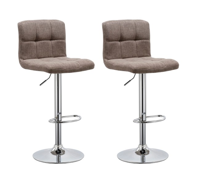 Duhome 2 Pcs Contemporary Grey Fabric Bar Stools Swivel Counter Top Duhome 2 Pcs Contemporary Brown Fabric Bar Stools Swivel Counter Top Pub Chairs