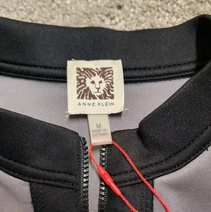 Nuevo- Chaleco elástico atlético Anne Klein para mujer 1/2 cremallera negro talla mediana Foto 3 de 4
