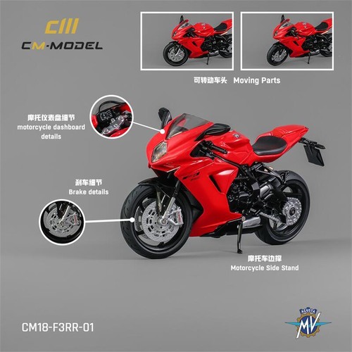 CM MODEl 1:18 MV Agusta Superveloce/F3Rosso Diecast Model Car - Picture 14 of 21