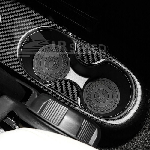 Black Carbon Fiber Gear Shift Water Cup Holder For Fiat 500 Abarth 595 2012-23 - Foto 4 di 8