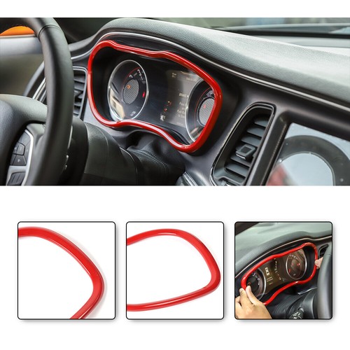 1X Red Dashboard Instrument Box Cover Bezel Trim for Dodge Challenger 2015-2023 - Picture 5 of 7