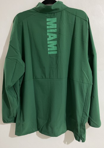 Miami Hurricanes adidas Sideline Game Mode Quarter-Zip Jacket - Green Men’s Sz L - Picture 2 of 3