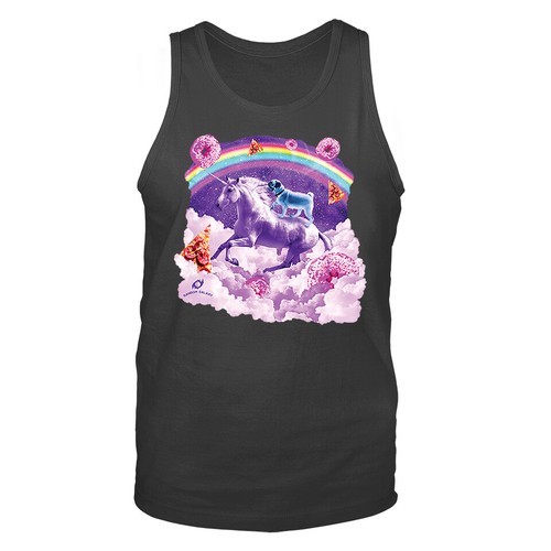 Camiseta sin mangas Rainbow Pug Riding A Unicorn Animales Mascota Broma Divertida Humor Humoroso - Imagen 3 de 8