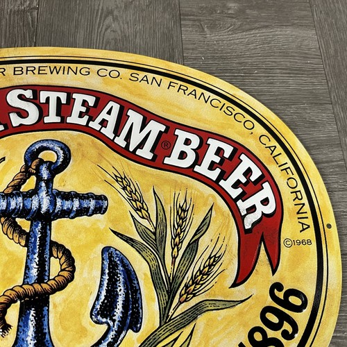NUEVO Ancla Steam Beer Anchor Brewing Company Ovalado Metal Estaño Letrero Antiguo Stock SF - Imagen 6 de 11