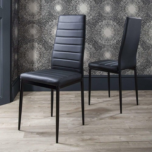 Set of 4 Dining Chairs Upholstered PU Leather Accent Chair Modern Elegant - Picture 8 of 9