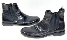 Prada Chelsea Boots Italian Leather Square Toe Black Pull On Elastic Ankle 9
