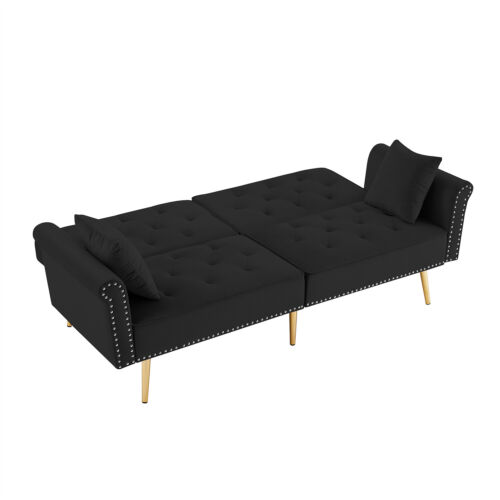 Convertible Sofa Bed Loveseat Sofa Couch Folding Sofa Bed Beige/Black/Light Grey - Picture 24 of 48