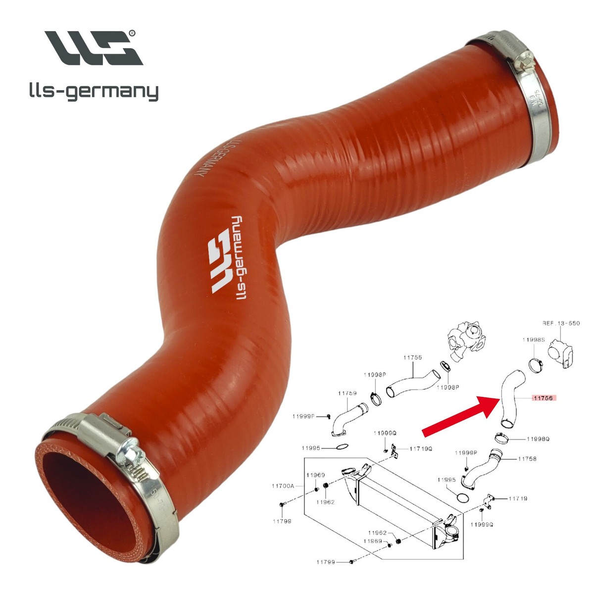 Tuyau Turbo Pour Mitsubishi L200/Triton 2.4 DI-D (2015-2023) - Références 1505A775, 6000622998 - LLS-GERMANY