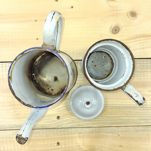 Vintage French Enamelware Japy Coffee Pot Cafetiere enamel Pansies floral - Picture 10 of 11