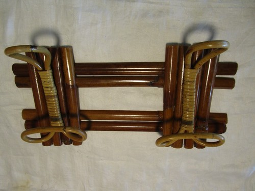 Vintage Bamboo Wall Mounted Coat or Hat Rack 2 double hooks Italy 1950’s 18” W - Picture 12 of 12