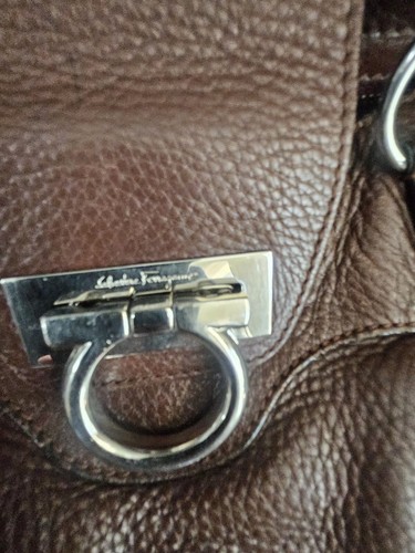 SALVATORE FERRAGAMO - BROWN LEATHER SATCHEL / SHOULDER BAG - Picture 6 of 17