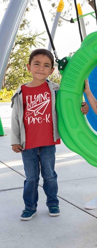 Kids Flying Into Pre-K Shirt Cute T Shirt Tee Boy's Girl's PreK Plane Back To Gr