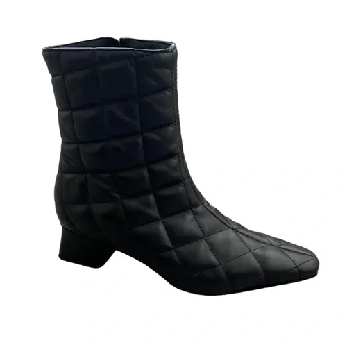 Napoleoni Quilted Leather Ankle Booties Black size EUR 37 US 7 Zip closure - 第 4/10 張圖片
