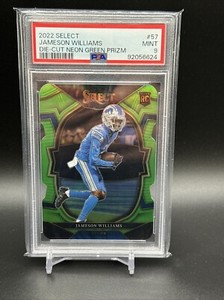 2022 Select Jameson Williams Die-cut Neon Green Prizm 57 120/299 PSA 9 MINT