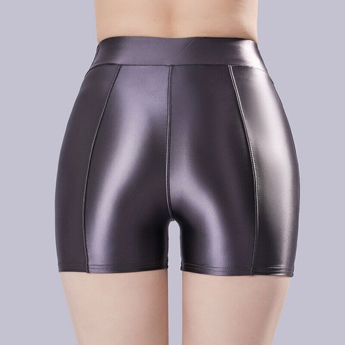 Pantalones cortos deportivos de satén brillante cintura alta para mujer - Imagen 13 de 19